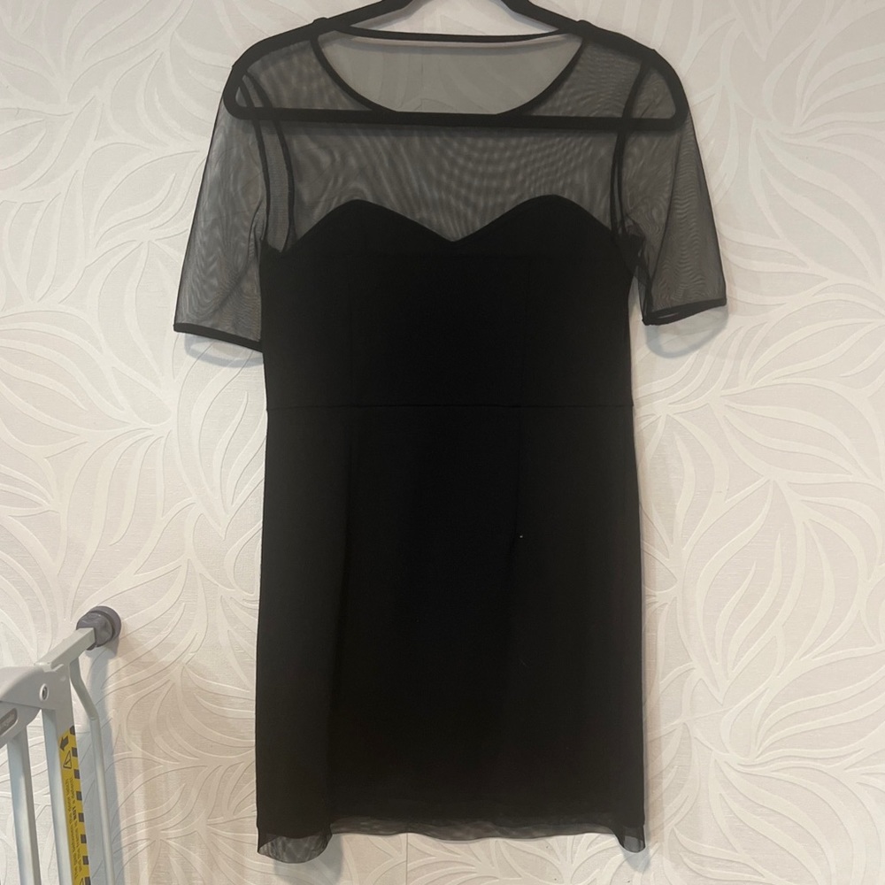 Mac Jac Black Tight Mini Dress Size M Mesh Sweetheart A14 Staple Black Dress